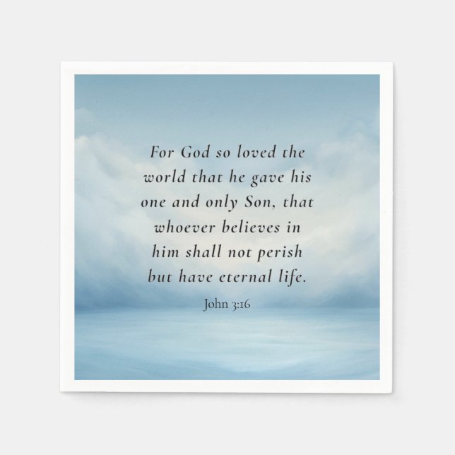 Serviette En Papier Image du verset biblique Jean 3:16 (Devant)