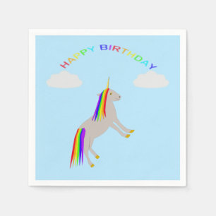 Serviette En Papier Imaginaire Anniversaire Unicorne arc-en-ciel et nu