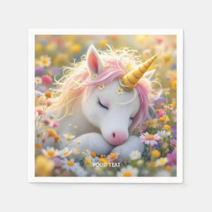 Serviette En Papier Imaginaire Baby Unicorn Fleurs