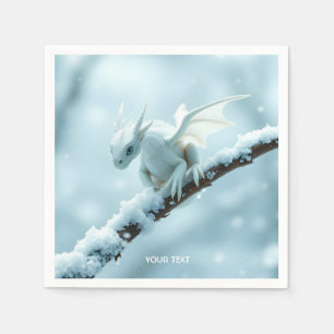 Serviette En Papier Imaginaire Bébé blanc mignon Dragon