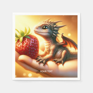 Serviette En Papier Imaginaire Bébé mignon Dragon fraise
