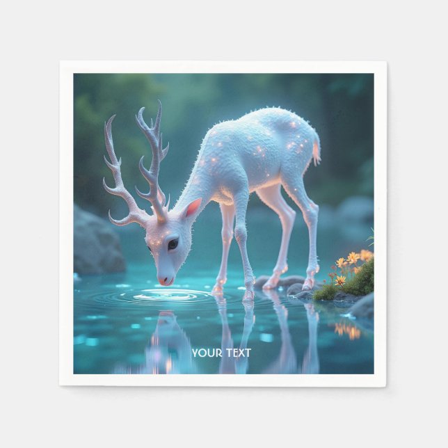 Serviette En Papier Imaginaire Bleu Bébé Boeuf Cerf (Devant)