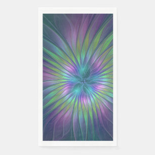 Serviette En Papier Imaginaire brillant coloré Fleur Abstrait Fractal