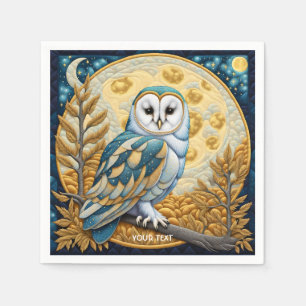 Serviette En Papier Imaginaire Chouette mignonne Lune Arbres