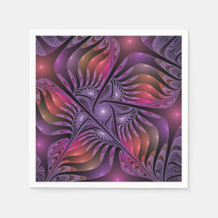 Serviette En Papier Imaginaire coloré Abstrait Trippy Violet Fractal