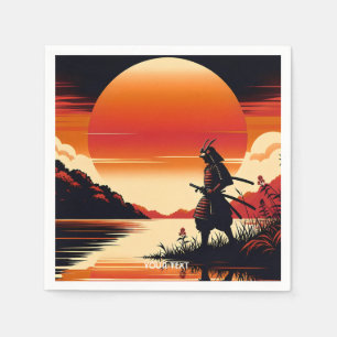 Serviette En Papier Imaginaire Coucher de soleil doux Samurai Sun