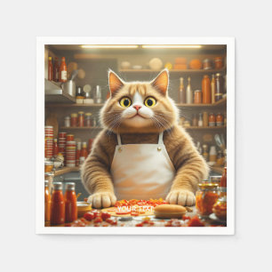 Serviette En Papier Imaginaire Cute Big Eyes Chat