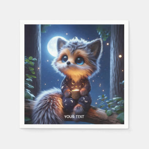 Serviette En Papier Imaginaire Cute Fox Cub Café