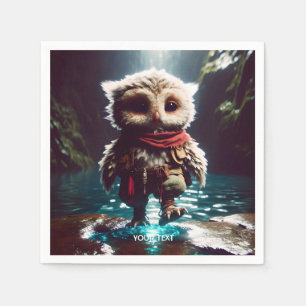 Serviette En Papier Imaginaire Cute Owl Adventurer Water