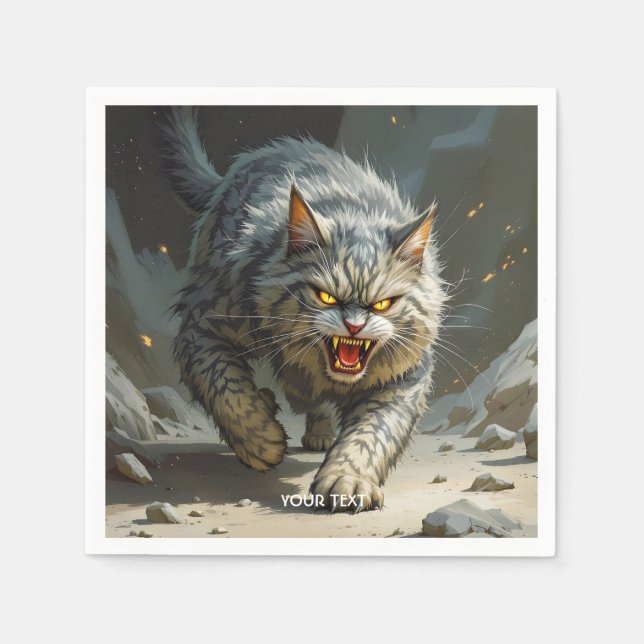 Serviette En Papier Imaginaire Cute Rocks Angry Cat (Devant)