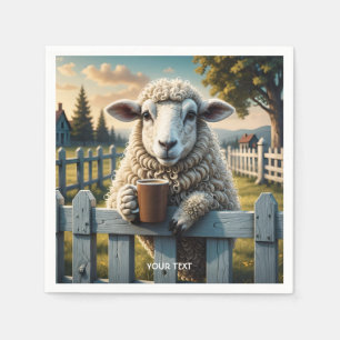 Serviette En Papier Imaginaire Cute Sheep Café Soirée