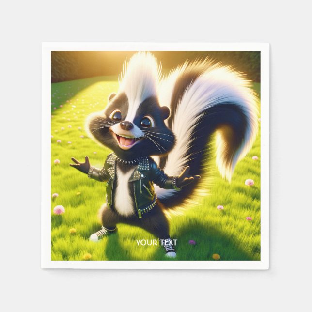 Serviette En Papier Imaginaire Cute Skunk Punk Style (Devant)