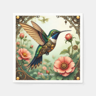 Serviette En Papier Imaginaire Cute Steampunk Fleurs d'oiseaux