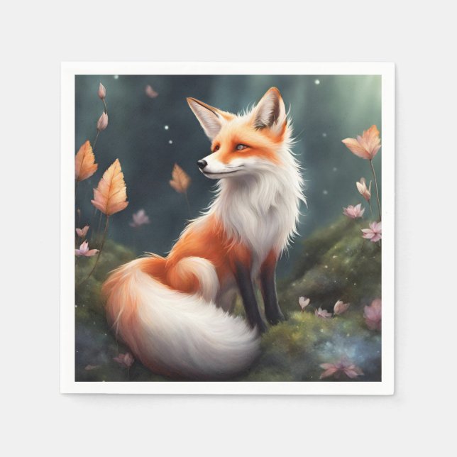 Serviette En Papier Imaginaire Fox Nature Art (Devant)