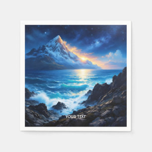Serviette En Papier Imaginaire Mare Mare Roches Coucher de soleil