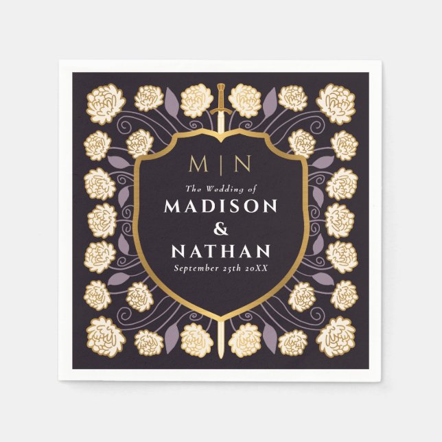 Serviette En Papier Imaginaire médiéval de l'épée et du bouclier Maria (Devant)