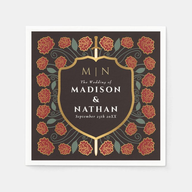 Serviette En Papier Imaginaire médiéval de l'épée et du bouclier Maria (Devant)