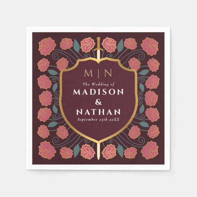 Serviette En Papier Imaginaire médiéval de l'épée et du bouclier Maria (Devant)