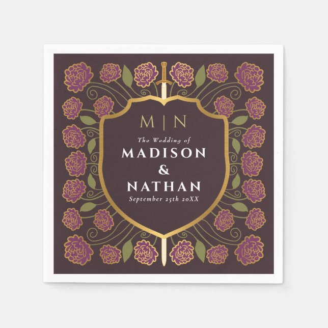 Serviette En Papier Imaginaire médiéval de l'épée et du bouclier Maria (Devant)