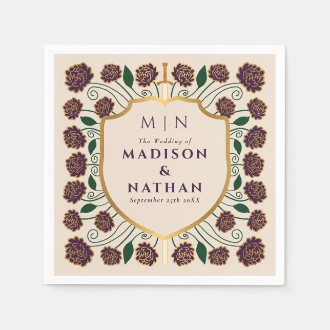 Serviette En Papier Imaginaire médiéval de l'épée et du bouclier Maria (Devant)