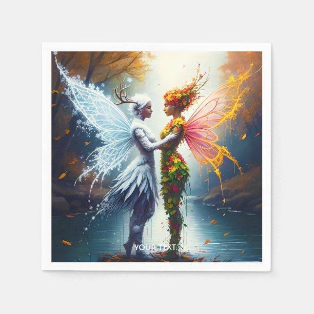 Serviette En Papier Imaginaire mignon automne Esprits d'hiver (Devant)