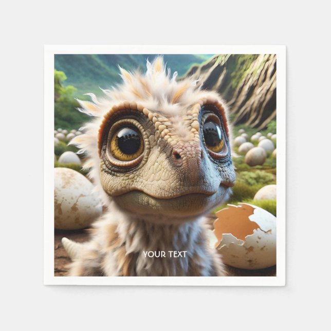 Serviette En Papier Imaginaire mignon bébé Dino Jungle (Devant)