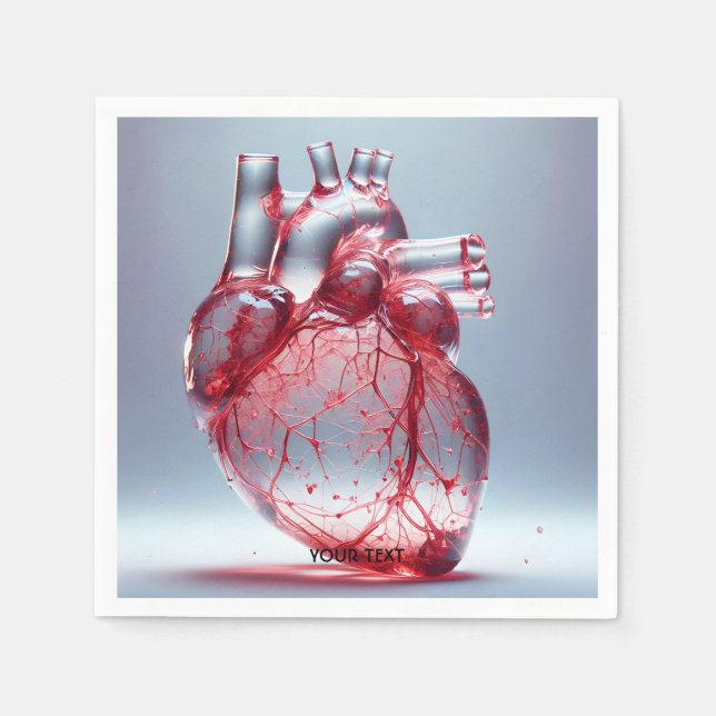 Serviette En Papier Imaginaire mignon Coeur Rouge Verre (Devant)