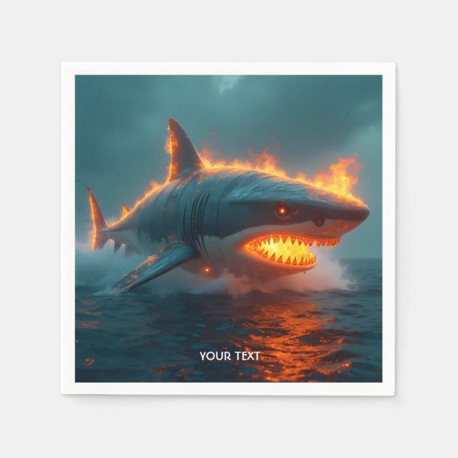 Serviette En Papier Imaginaire mignon feu requin mer (Devant)