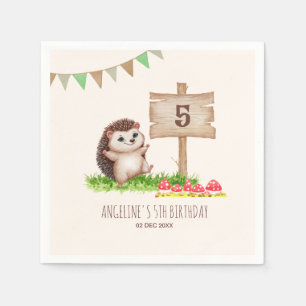 Serviette En Papier Imaginaire mignon Happy Hedgehog Forest Anniversai