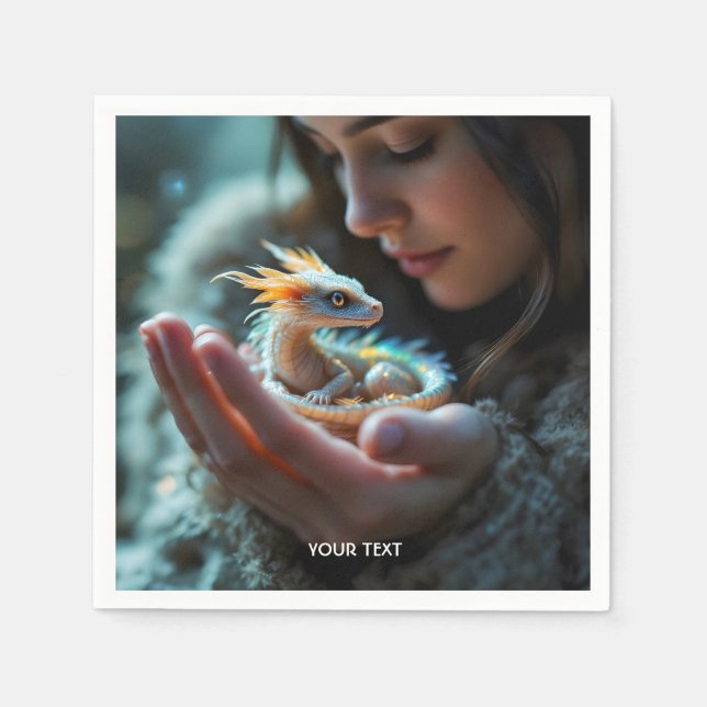 Serviette En Papier Imaginaire mignon petit bébé Dragon (Devant)