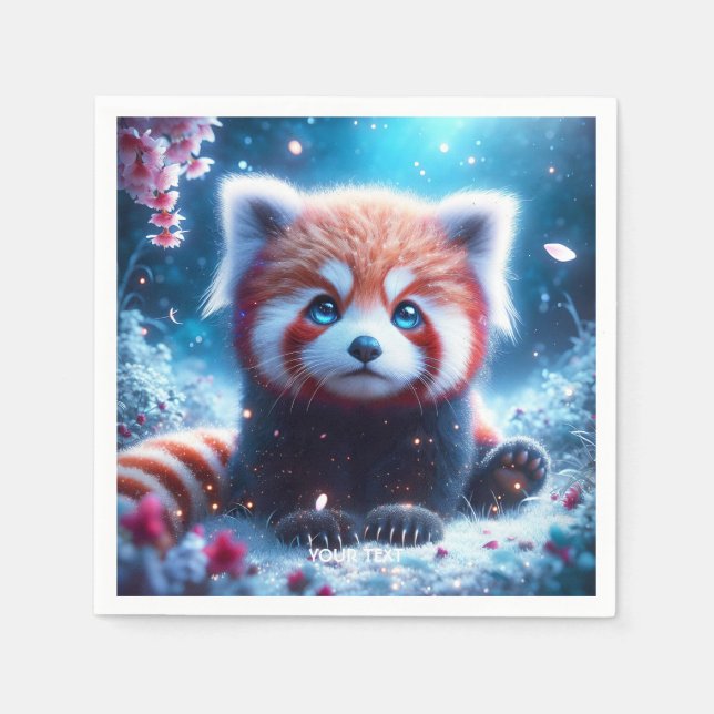 Serviette En Papier Imaginaire mignon Sakura Panda Rouge (Devant)