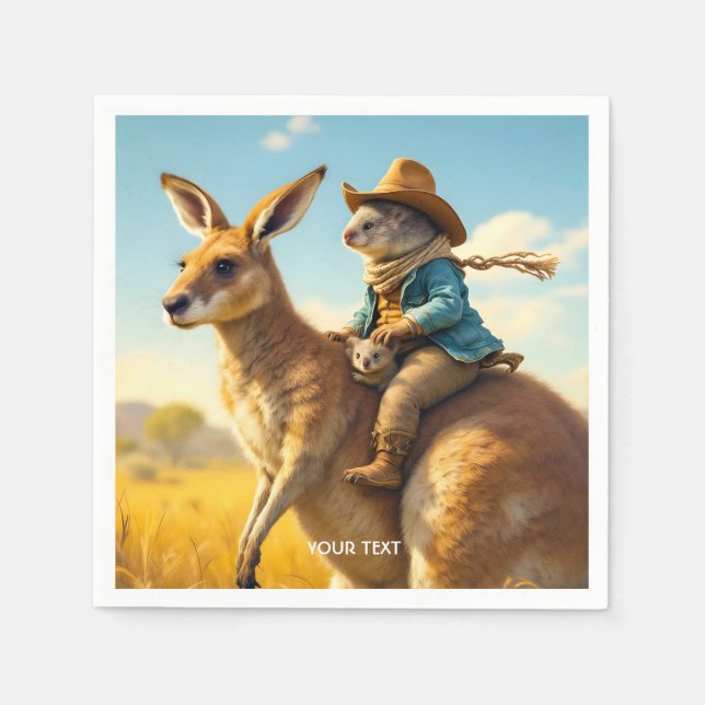 Serviette En Papier Imaginaire mignon Wombat Kangaroo Koala (Devant)