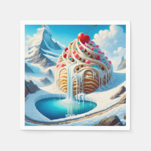 Serviette En Papier Imaginaire Mignonne Crème de glace Montagne