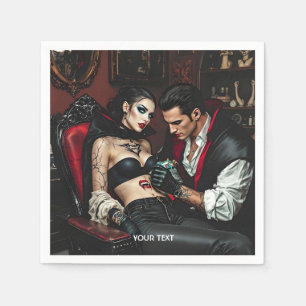 Serviette En Papier Imaginaire Mignonne fille homme tatouage