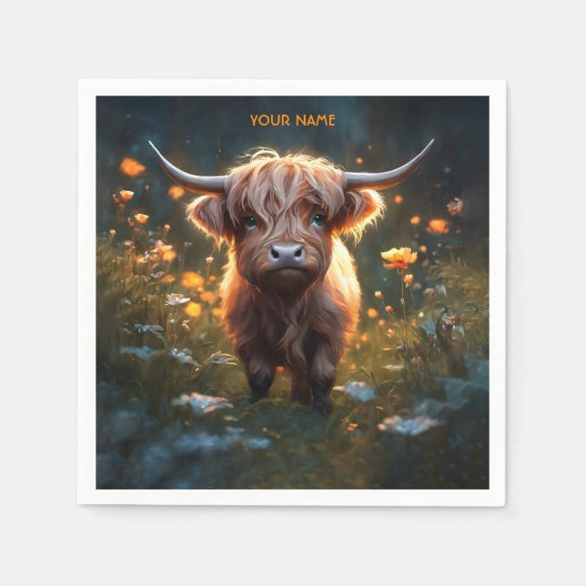 Serviette En Papier Imaginaire Mignonne Highland Baby Cow (Devant)