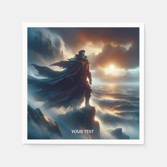 Serviette En Papier Imaginaire Mignonne homme nuit mer (Devant)