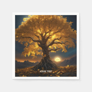 Serviette En Papier Imaginaire mignonne Lune d'arbre jaune
