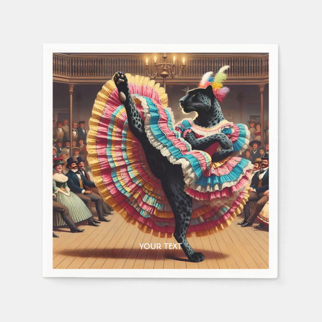 Serviette En Papier Imaginaire Mignonne Panthère Danseuse Foule (Devant)