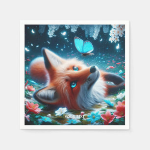 Serviette En Papier Imaginaire Mignonne Papillon Fox nuit