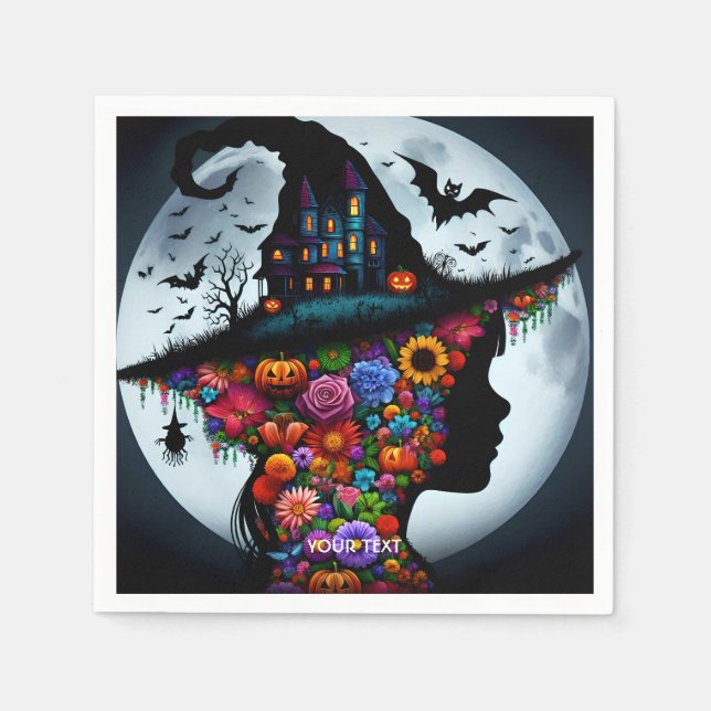 Serviette En Papier Imaginaire mignonne sorcière fille Halloween (Devant)