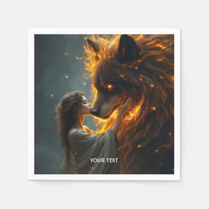 Serviette En Papier Imaginaire Mignonne Wolf Feu de fille