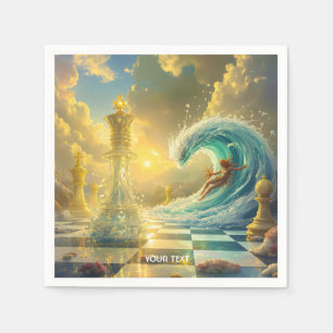 Serviette En Papier Imaginaire Mignons nuages d'échecs Vague