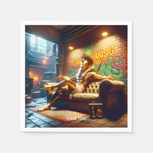 Serviette En Papier Imaginaire Musique divine égyptienne mignonne.