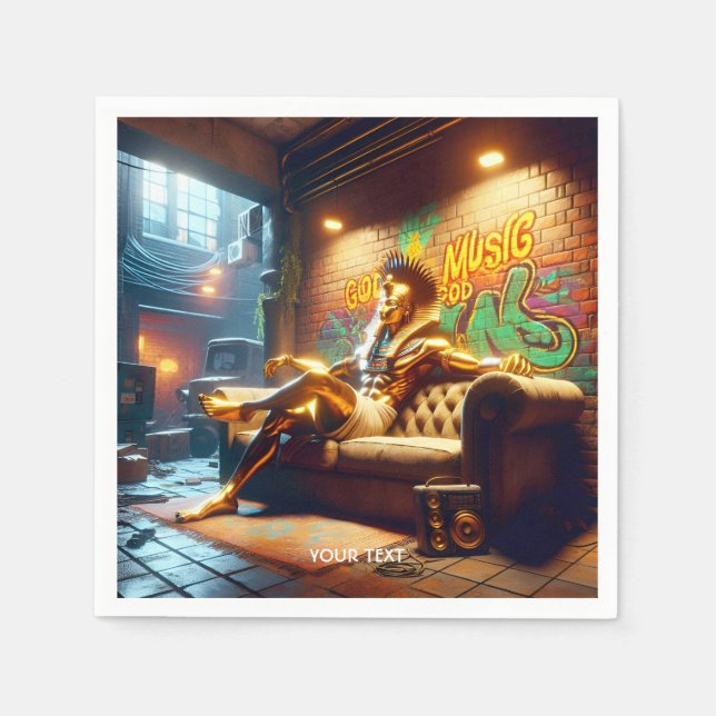 Serviette En Papier Imaginaire Musique divine égyptienne mignonne. (Devant)