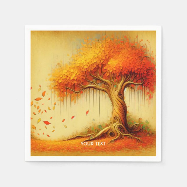 Serviette En Papier Imaginaire Orange Chute Arbre (Devant)