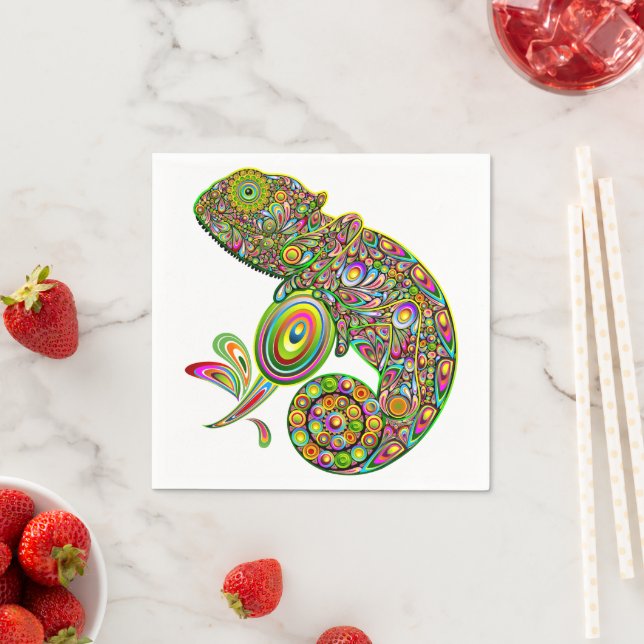Serviette En Papier Imaginaire psychédélique de Chameleon (En situation)