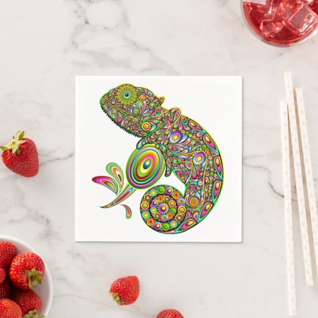 Serviette En Papier Imaginaire psychédélique de Chameleon (En situation)