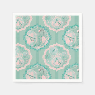 Serviette En Papier Imaginaire Tulipe vert et rose