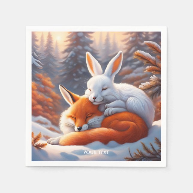 Serviette En Papier Imaginaire Vivid Sleeping Fox lièvre (Devant)