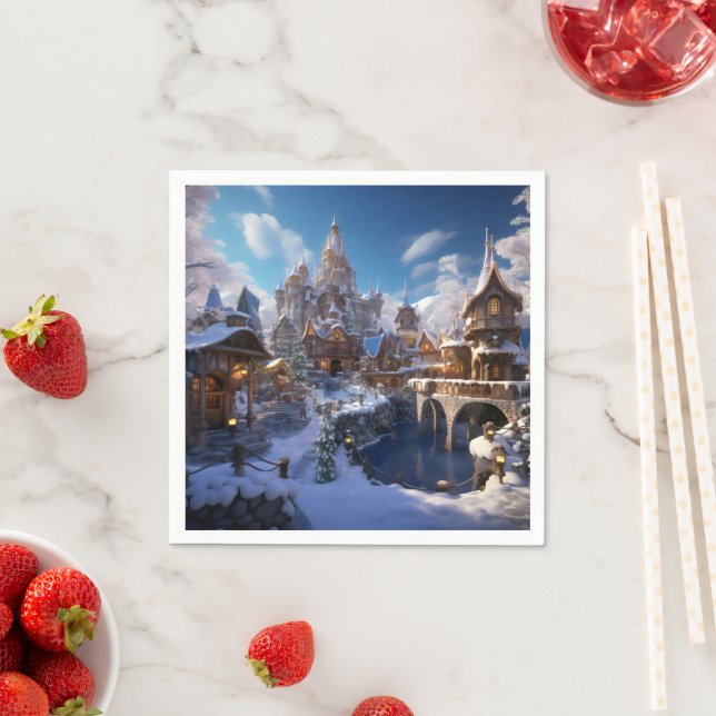 Serviette En Papier Imaginaire Winter City (En situation)